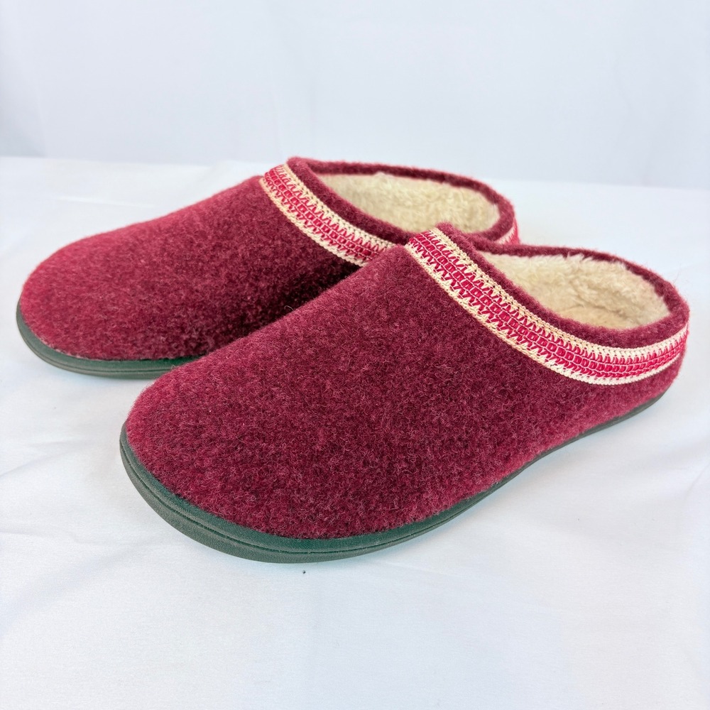Clarks Women 10 M Burgundy Felt Lined Clog Slipper A344994 Plush Indoor Outdoor